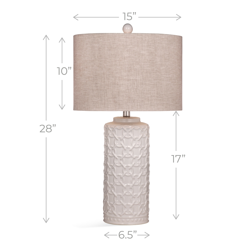 Maklaine Modern / Contemporary Table Lamp in White Finish Ceramic