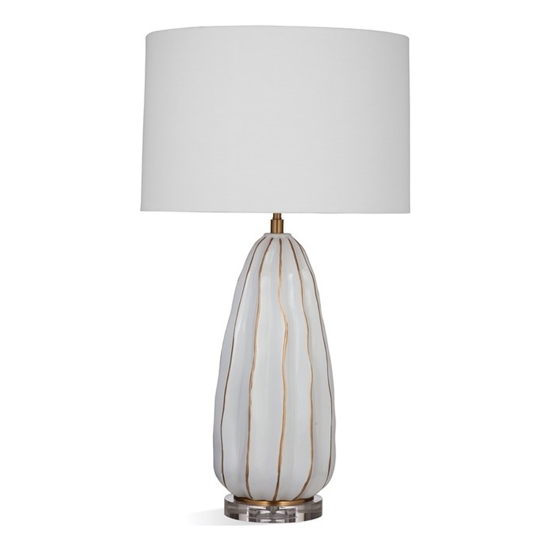 Maklaine Modern / Contemporary Table Lamp in White Finish Ceramic