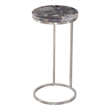 Maklaine Contemporary Accent Table in Metal and Gray Finish Agate