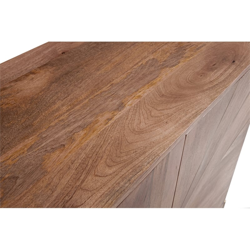 Maklaine Contemporary Two Door Cabinet in Brown Finish Mango Wood
