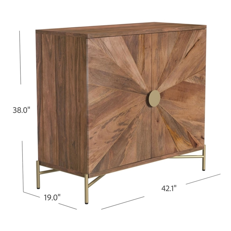 Maklaine Contemporary Two Door Cabinet in Brown Finish Mango Wood