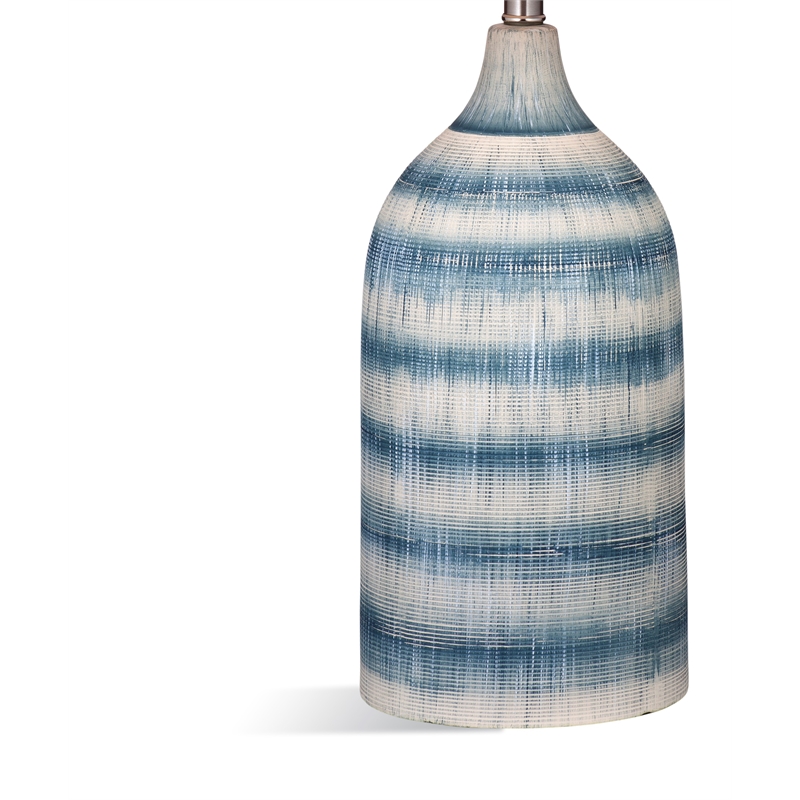 Maklaine Contemporary Table Lamp in Blue and Cream Finish Ceramic