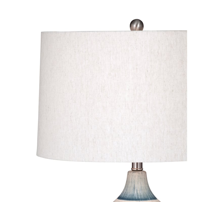 Maklaine Contemporary Table Lamp in Blue and Cream Finish Ceramic