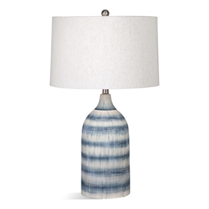 Maklaine Contemporary Table Lamp in Blue and Cream Finish Ceramic
