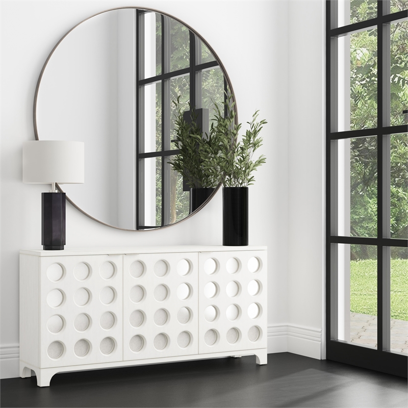 Maklaine Contemporary Oversized Wall Mirror in Silver Metal Frame