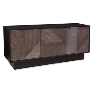 Maklaine Contemporary Beader Server in Black Finish Wood and Metal