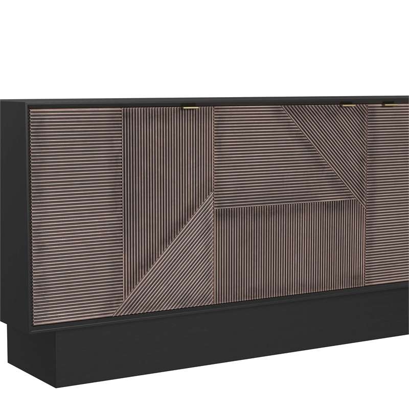 Maklaine Contemporary Beader Server in Black Finish Wood and Metal