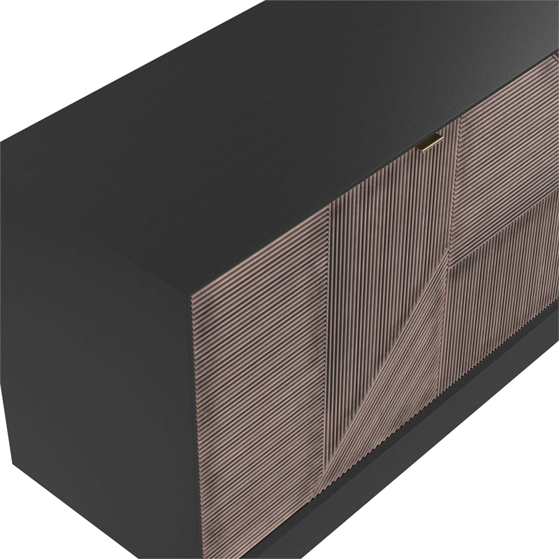 Maklaine Contemporary Beader Server in Black Finish Wood and Metal
