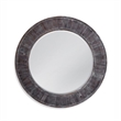 Maklaine Contemporary Engineered Wood Round Mirror in Brown Finish