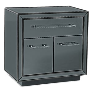 maklaine contemporary gray wood chair-side chest with mirror glass