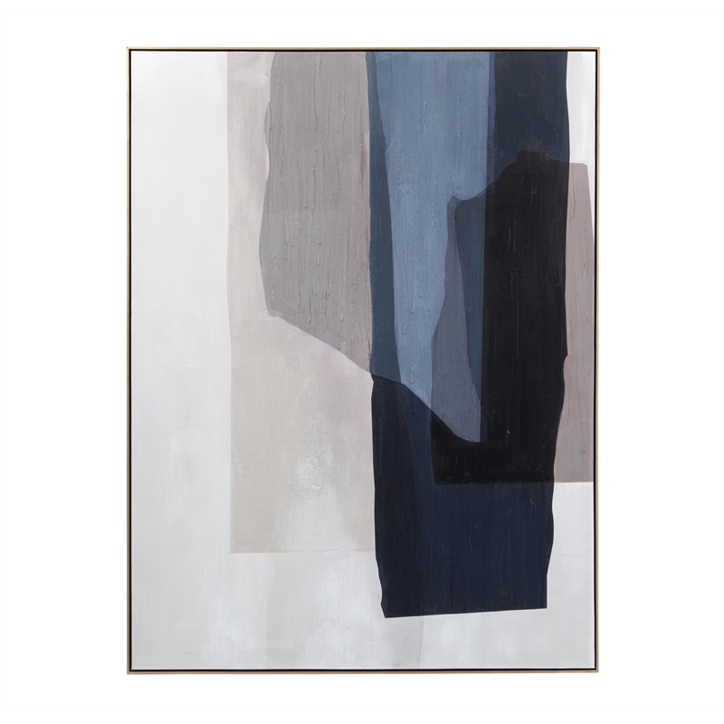 Maklaine Salone Wall Art in Gold Framed Gallery Wrapped Canvas Fabric