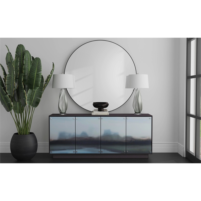 Maklaine Contemporary Oversized Wall Mirror in Matte Black Metal Frame