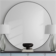 Maklaine Contemporary Oversized Wall Mirror in Matte Black Metal Frame