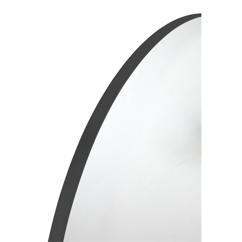 Maklaine Contemporary Oversized Wall Mirror in Matte Black Metal Frame