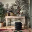 Maklaine Modern Contemporary Velvet Ottoman in Retro Black Finish