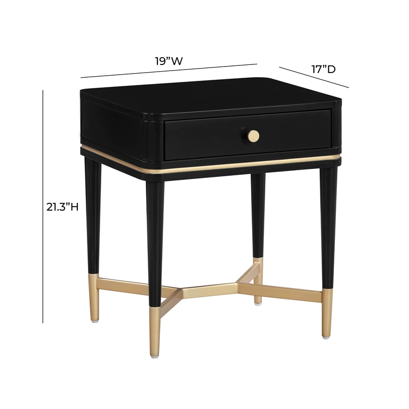 Maklaine Modern Contemporary Wood Nightstand in Black Finish