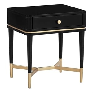 Maklaine Modern Contemporary Wood Nightstand in Black Finish