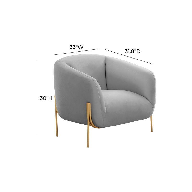 Maklaine Modern Contemporary Gray Finish Velvet Accent Chair