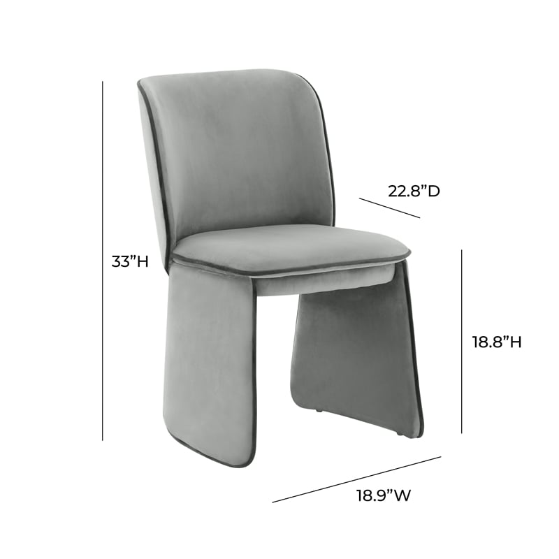 Maklaine Modern Contemporary Gray Finish Velvet Dining Chair
