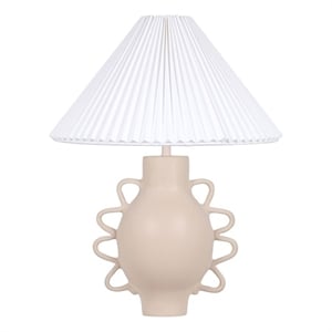 Maklaine Modern Contemporary Cream Finish Pleated Table Lamp