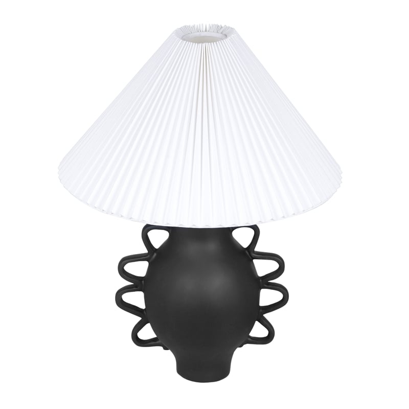 Maklaine Modern Contemporary Black Finish Pleated Table Lamp