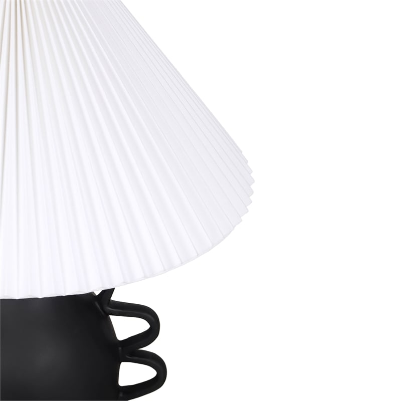 Maklaine Modern Contemporary Black Finish Pleated Table Lamp