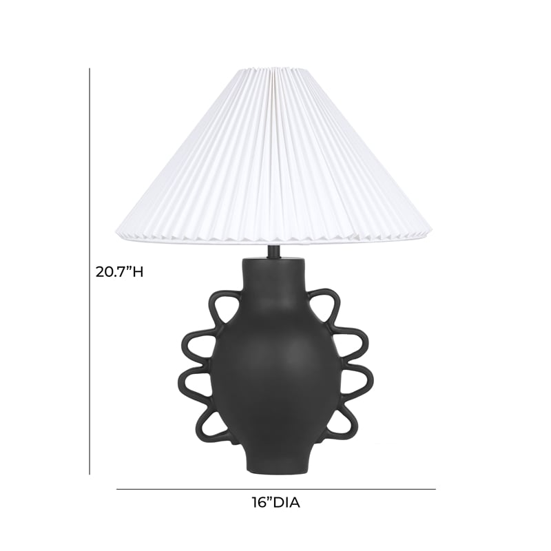 Maklaine Modern Contemporary Black Finish Pleated Table Lamp