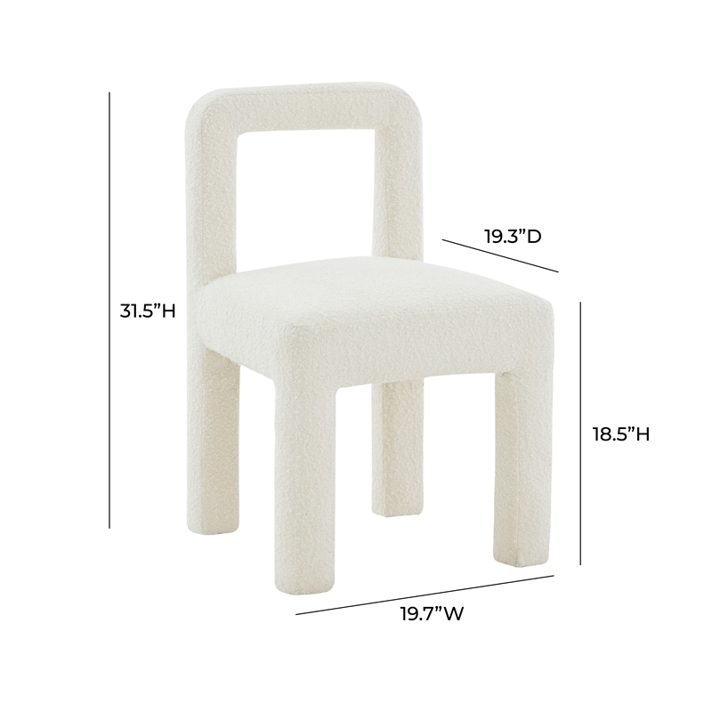 Maklaine Modern Contemporary Hazel Cream Boucle Dining Chair