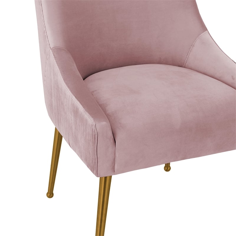 Maklaine Modern Contemporary Pleated Mauve Velvet Side Chair
