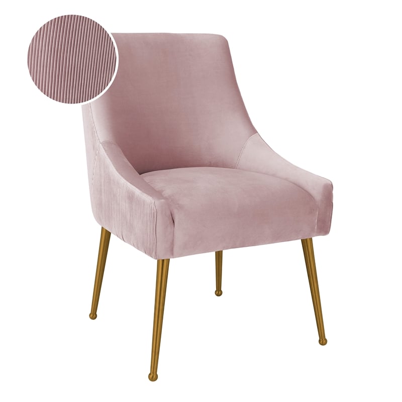 Maklaine Modern Contemporary Pleated Mauve Velvet Side Chair