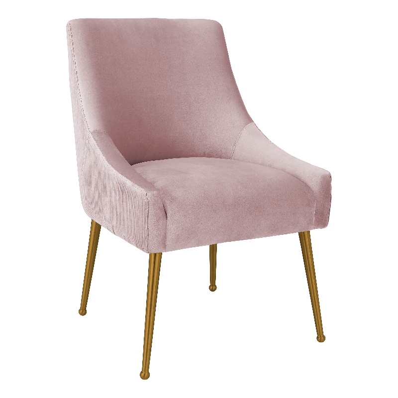 Maklaine Modern Contemporary Pleated Mauve Velvet Side Chair