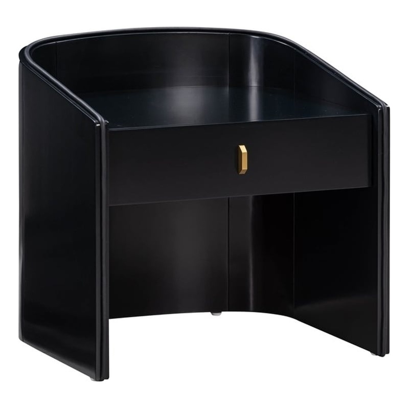 Maklaine 1-Drawer Transitional Wood Nightstand in Black/Blue