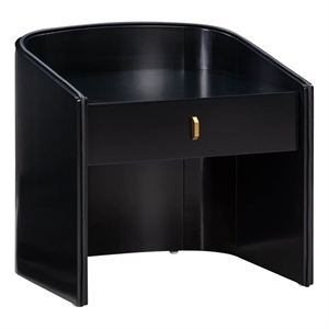 maklaine 1-drawer transitional wood nightstand in black/blue
