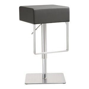 Maklaine 25&quot Adjustable Contemporary Fabric Barstool in Gray