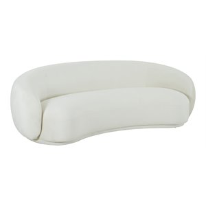 Maklaine 28.4&quotH Modern Velvet Upholstered/Wood Sofa in Cream