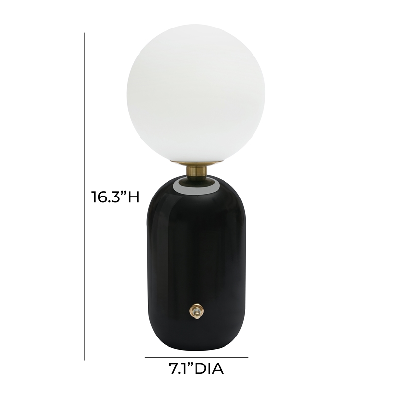 Maklaine Modern Contemporary Glass Table Lamp in Black Finish