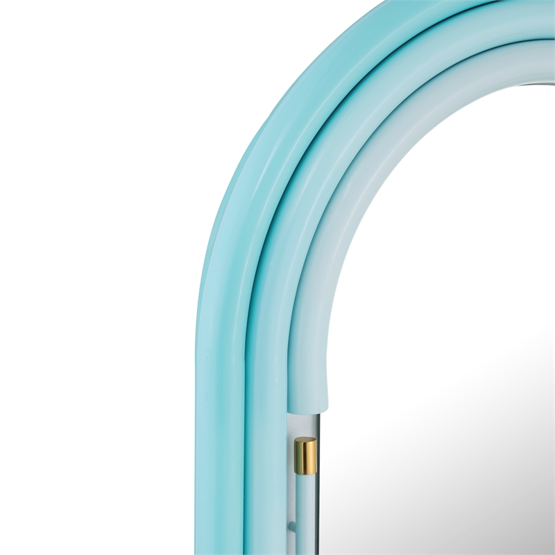 Maklaine Modern Contemporary Metal Wall Mirror in Blue Finish