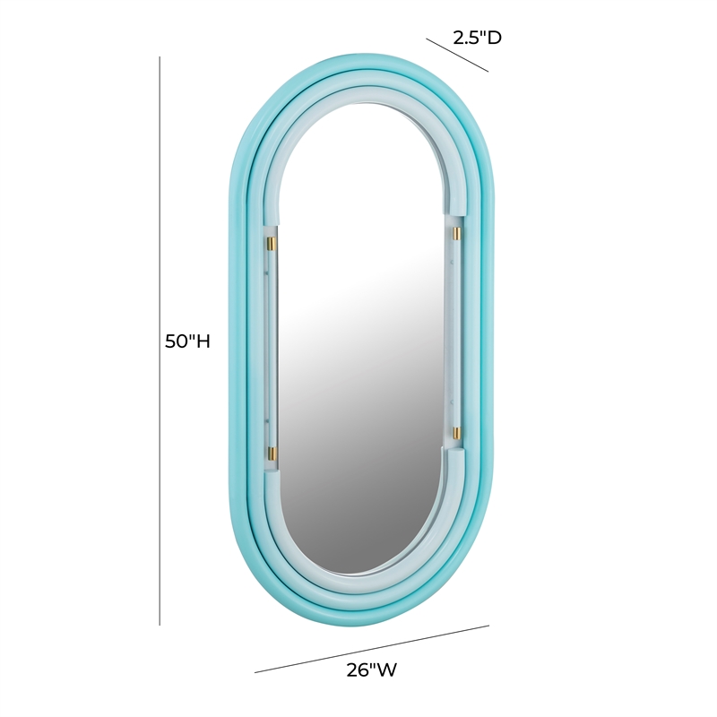 Maklaine Modern Contemporary Metal Wall Mirror in Blue Finish