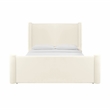 Maklaine Modern Contemporary Velvet Queen Bed in Cream Finish
