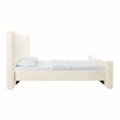 Maklaine Modern Contemporary Velvet Queen Bed in Cream Finish