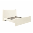 Maklaine Modern Contemporary Velvet Queen Bed in Cream Finish