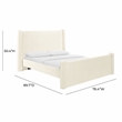 Maklaine Modern Contemporary Velvet Queen Bed in Cream Finish