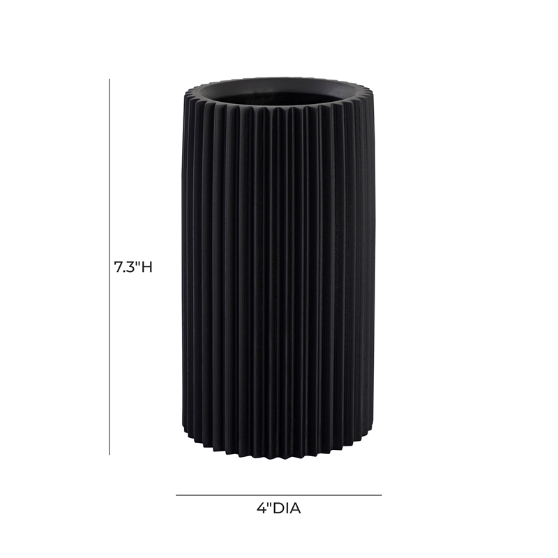 Maklaine Modern Contemporary Black Finish Concrete Table Vase