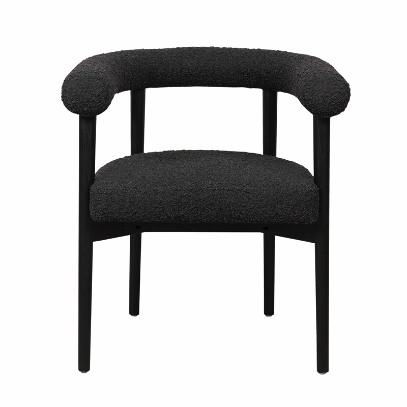 Maklaine Modern Contemporary Black Finish Boucle Dining Chair