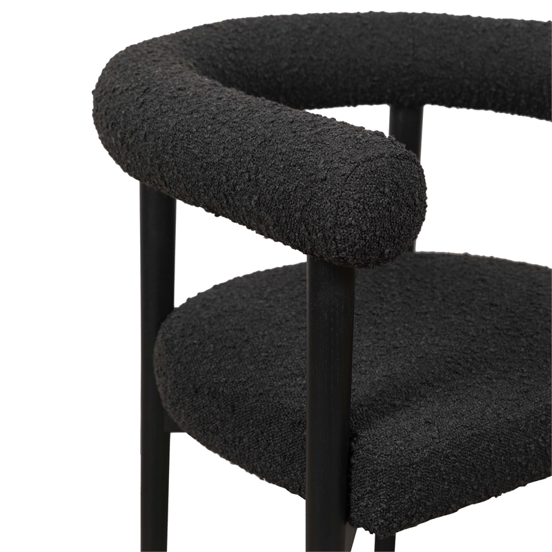 Maklaine Modern Contemporary Black Finish Boucle Dining Chair