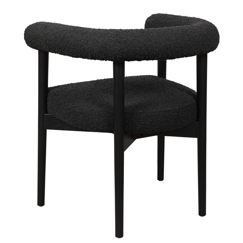 Maklaine Modern Contemporary Black Finish Boucle Dining Chair