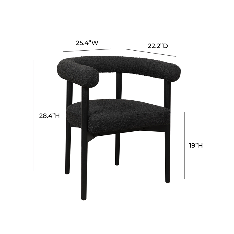 Maklaine Modern Contemporary Black Finish Boucle Dining Chair