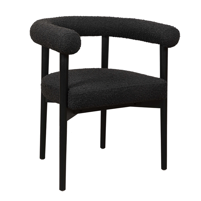 Maklaine Modern Contemporary Black Finish Boucle Dining Chair