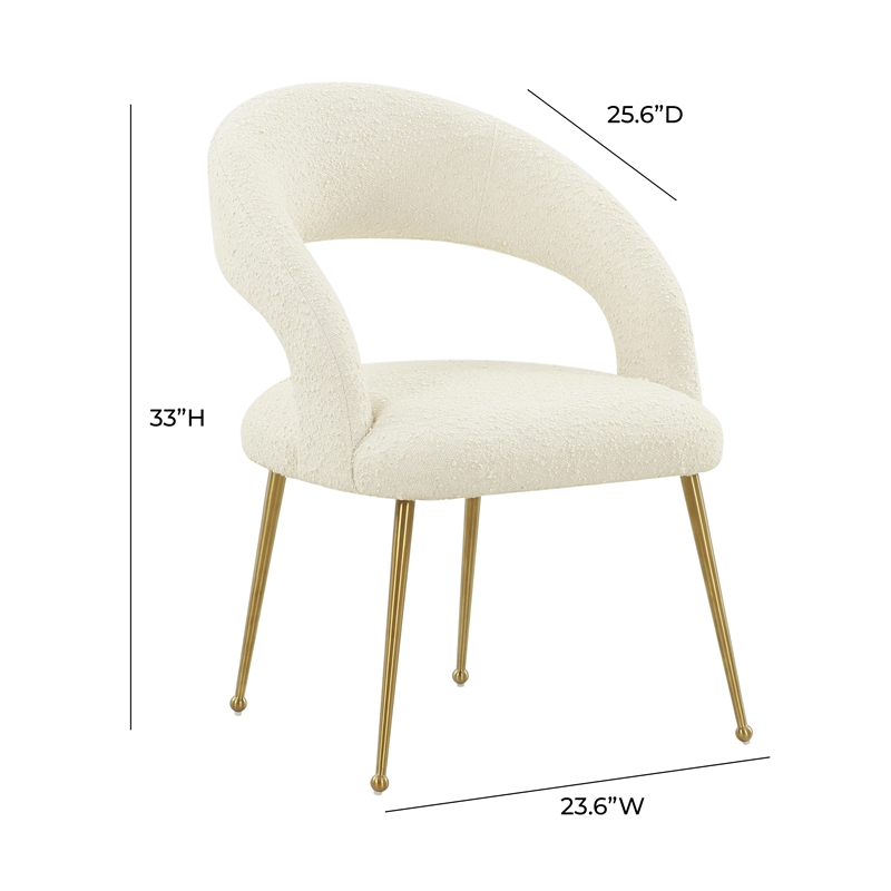 Maklaine Modern Contemporary Cream Boucle Fabric Dining chair