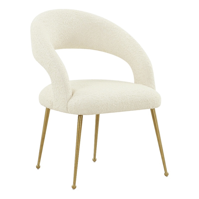 Maklaine Modern Contemporary Cream Boucle Fabric Dining chair
